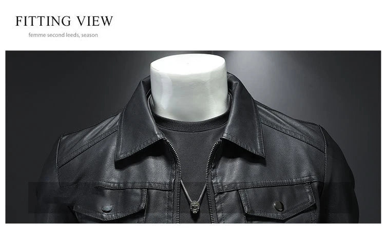 Men’s PU Leather Motorcycle Jacket – Oversized Winter Waterproof Riding Coat