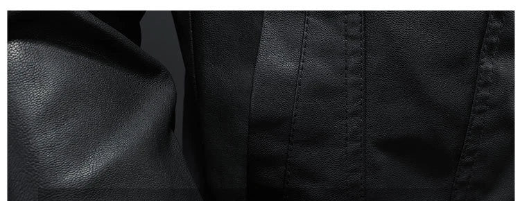 Men’s PU Leather Motorcycle Jacket – Oversized Winter Waterproof Riding Coat
