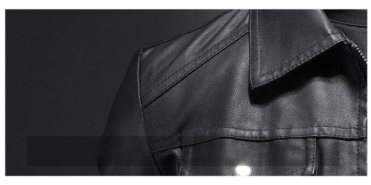 Men’s PU Leather Motorcycle Jacket – Oversized Winter Waterproof Riding Coat