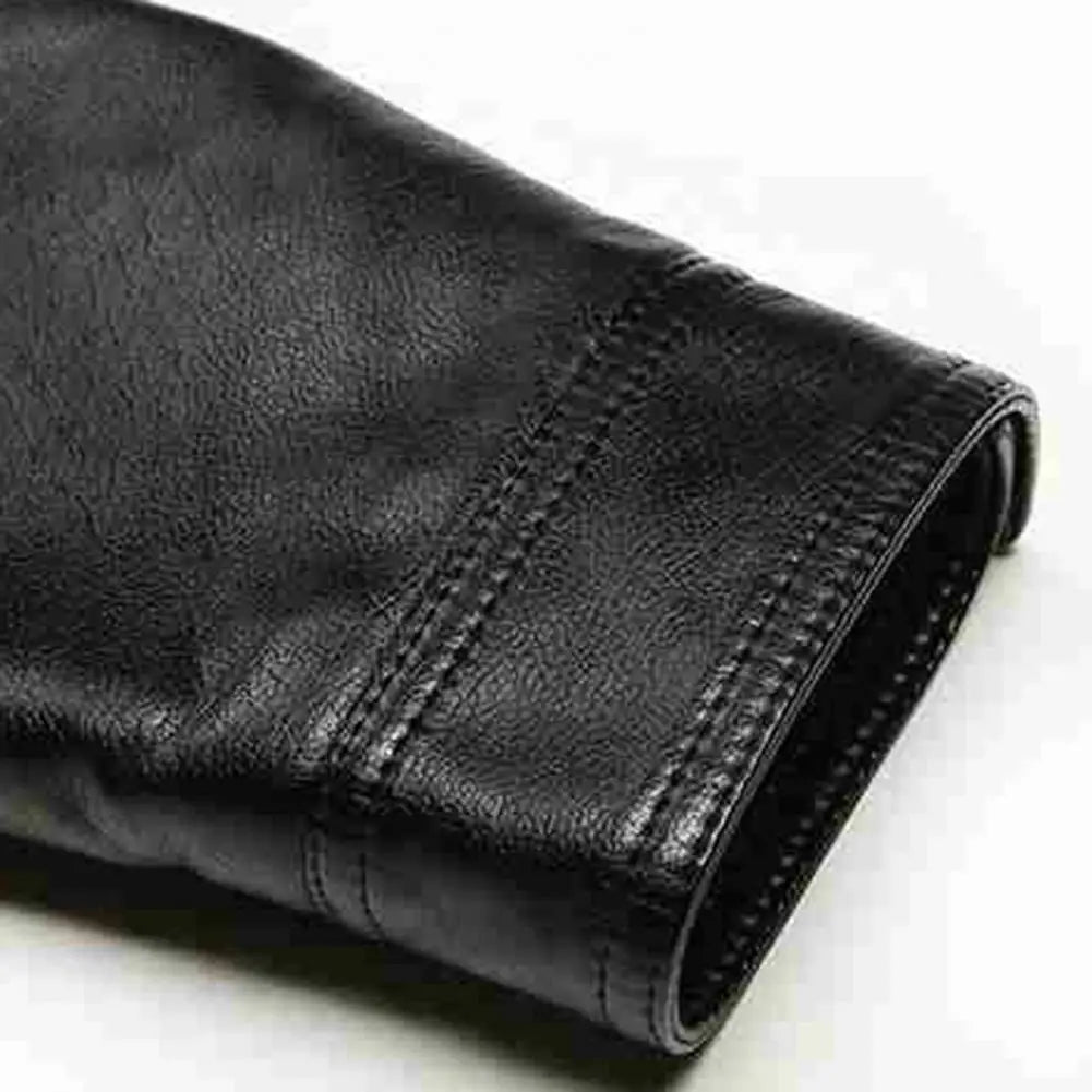 Men’s Faux Leather Motorcycle Jacket – Stand Collar, Warm Lining, Windproof Autumn Coat