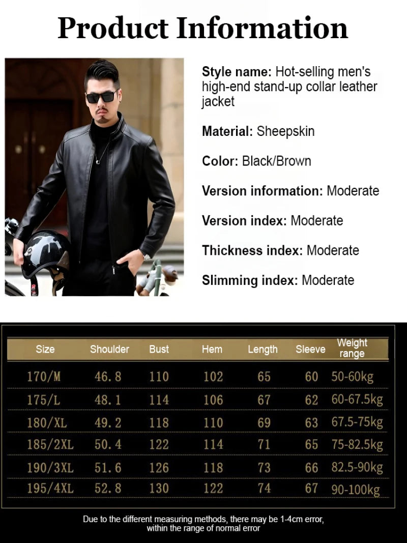Men’s PU Leather Jacket | Slim Fit Motorcycle & Casual Standing Collar Coat – Spring & Autumn Fashion