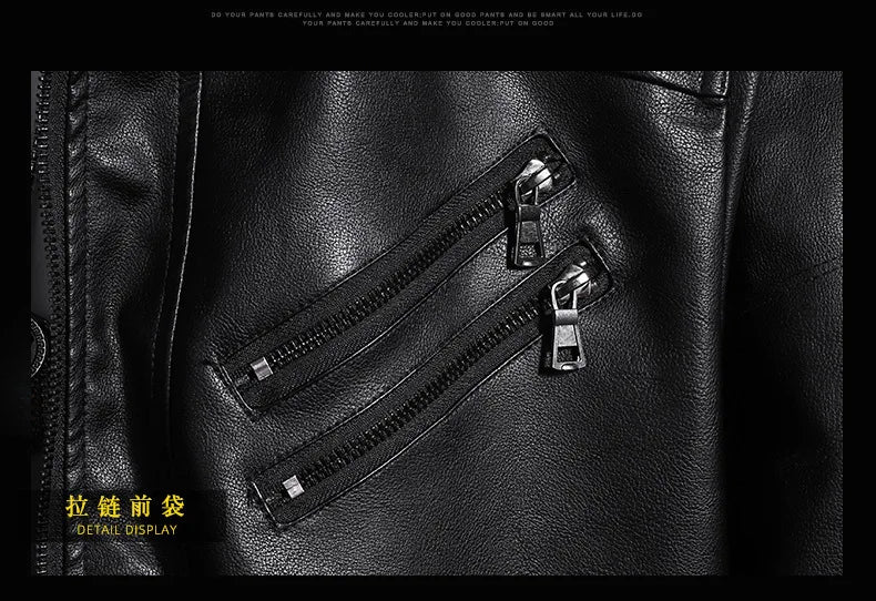 Men’s Hooded PU Leather Jacket – Winter Warm Motorcycle Coat, Harajuku Streetwear, Teen Fashion