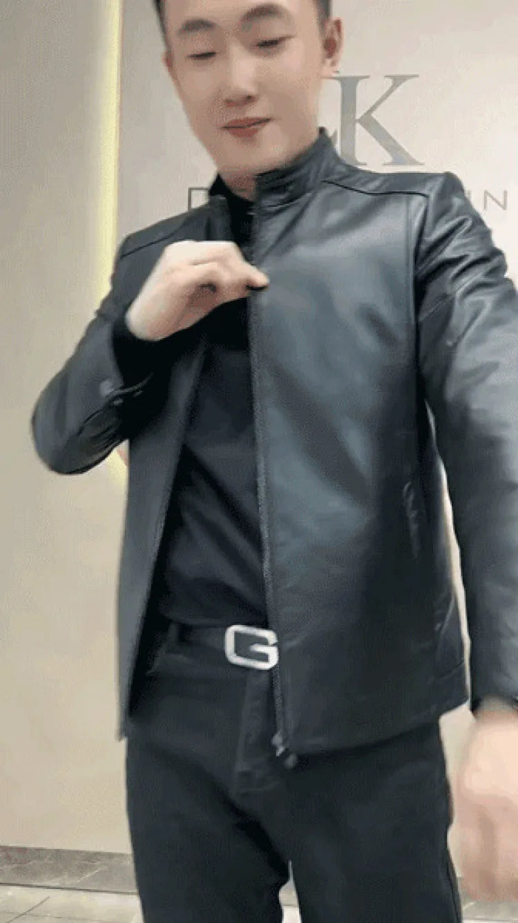 Men’s PU Leather Jacket | Slim Fit Motorcycle & Casual Standing Collar Coat – Spring & Autumn Fashion