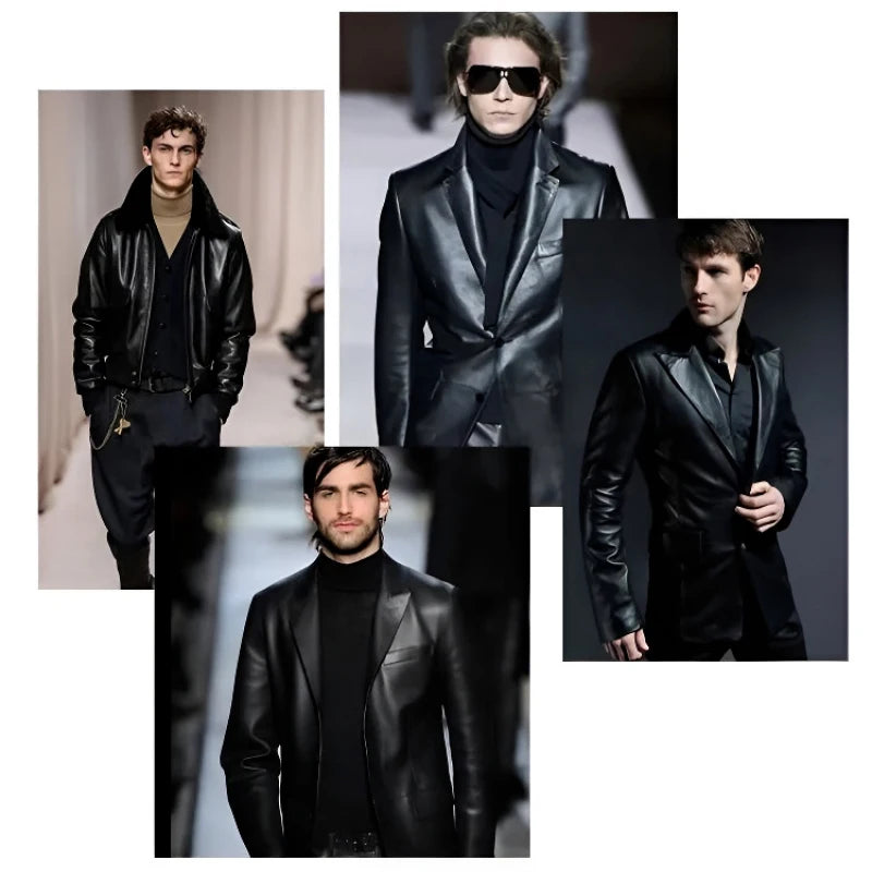 Men’s PU Leather Jacket | Slim Fit Motorcycle & Casual Standing Collar Coat – Spring & Autumn Fashion