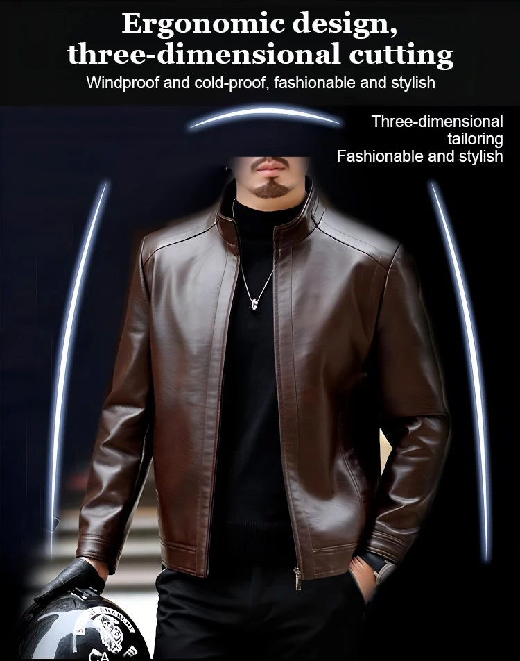 Men’s PU Leather Jacket | Slim Fit Motorcycle & Casual Standing Collar Coat – Spring & Autumn Fashion